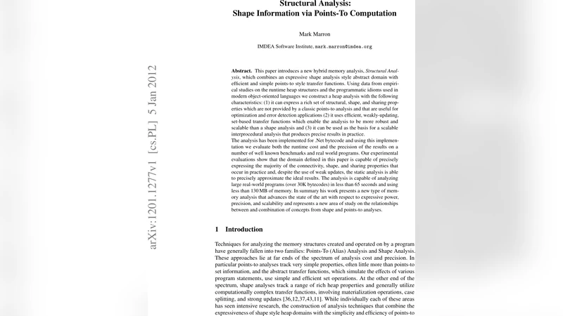 Structural Analysis: Shape Information via Points-To Computation