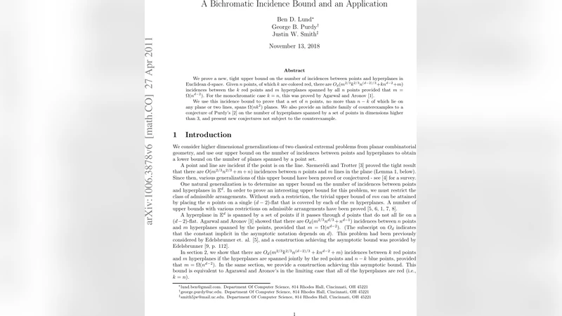 A Bichromatic Incidence Bound and an Application