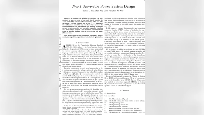 N-k-e Survivable Power System Design