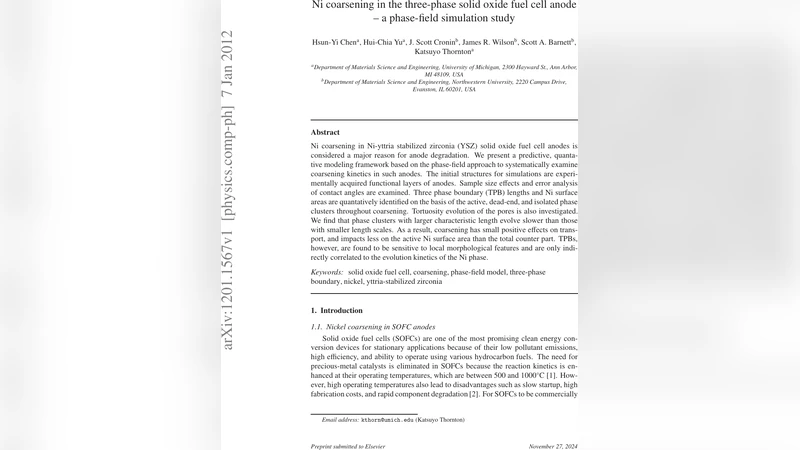 Ni coarsening in the three-phase solid oxide fuel cell anode - a   phase-field simulation study