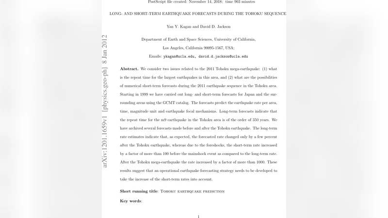Long- and Short-Term Earthquake Forecasts during the Tohoku Sequence