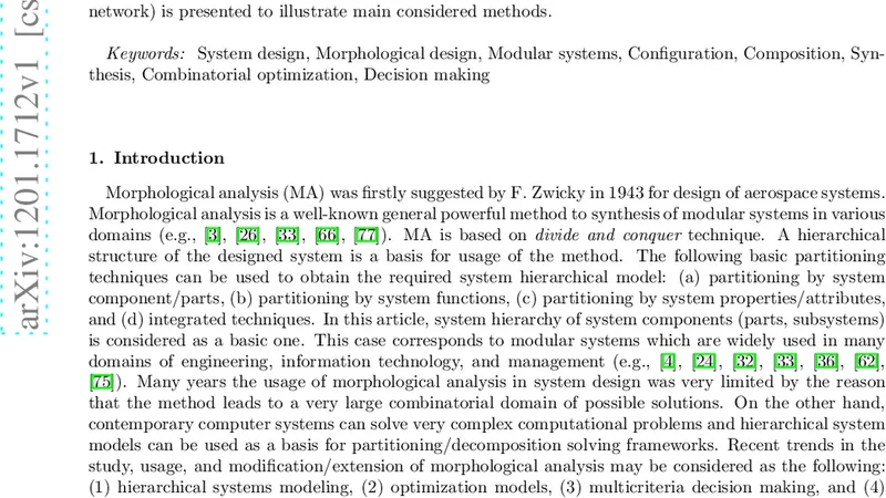 Morphological methods for design of modular systems (a survey)