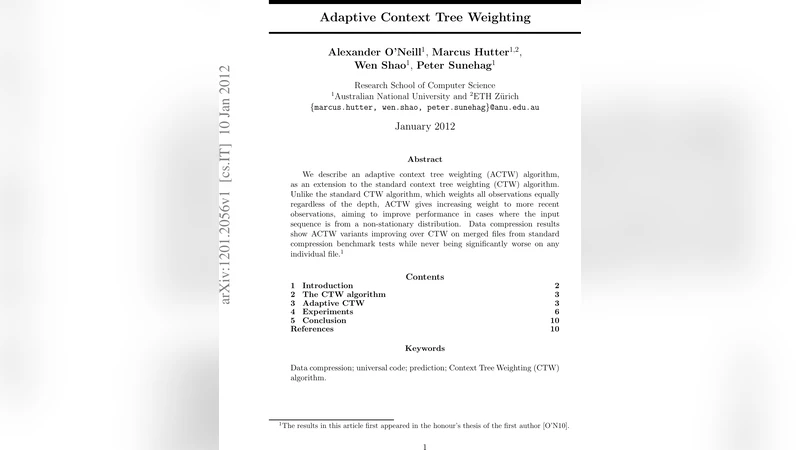 Adaptive Context Tree Weighting