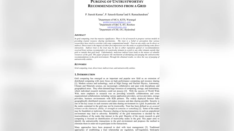 Purging of untrustworthy recommendations from a grid