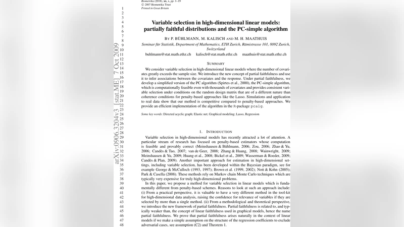 Variable selection in high-dimensional linear models: partially faithful   distributions and the PC-simple algorithm