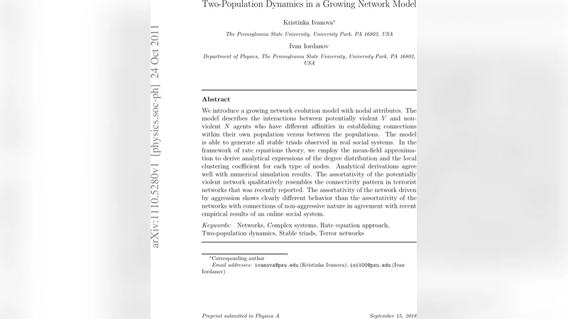 Two-Population Dynamics in a Growing Network Model
