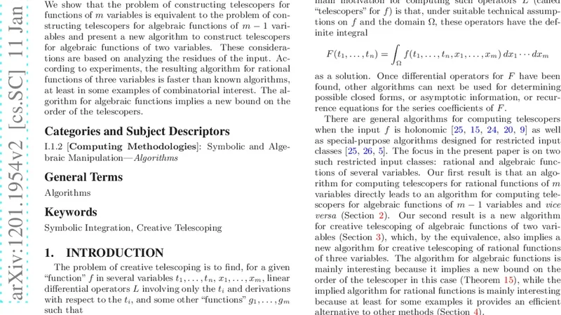 Telescopers for Rational and Algebraic Functions via Residues