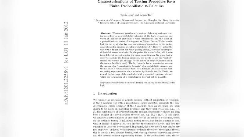 Characterisations of Testing Preorders for a Finite Probabilistic   pi-Calculus