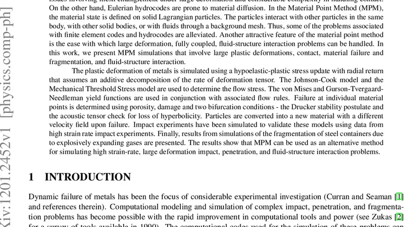 Simulation of impact and fragmentation with the material point method