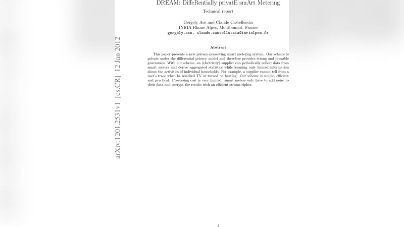 DREAM: DiffeRentially privatE smArt Metering