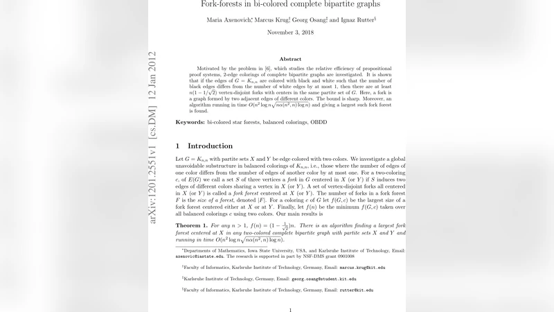 Fork-forests in bi-colored complete bipartite graphs