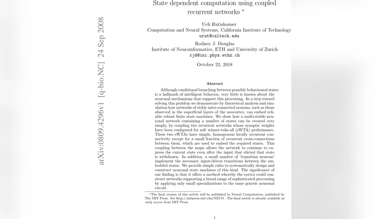 State dependent computation using coupled recurrent networks