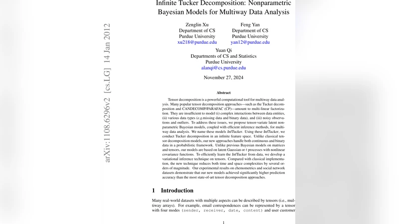Infinite Tucker Decomposition: Nonparametric Bayesian Models for   Multiway Data Analysis