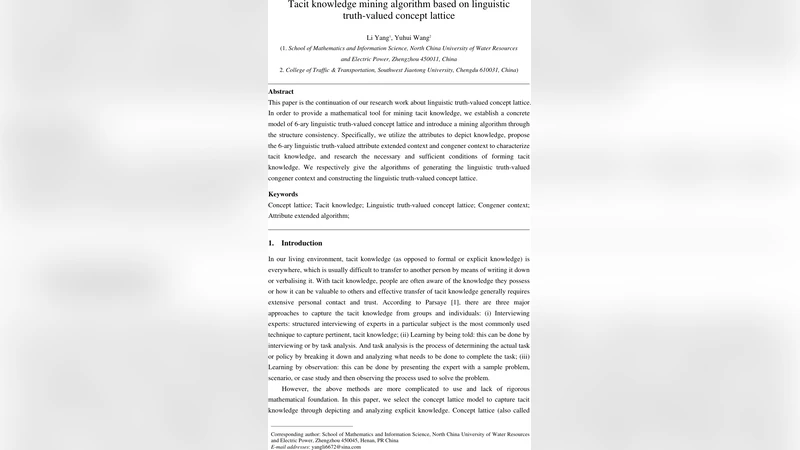 Tacit knowledge mining algorithm based on linguistic truth-valued   concept lattice