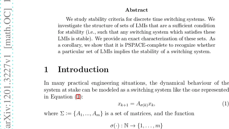 When is a set of LMIs a sufficient condition for stability?
