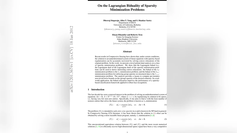 On the Lagrangian Biduality of Sparsity Minimization Problems