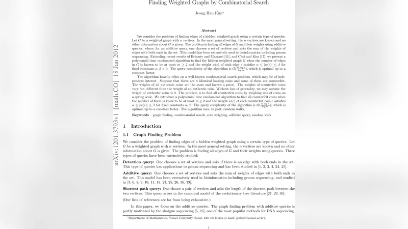 Finding Weighted Graphs by Combinatorial Search