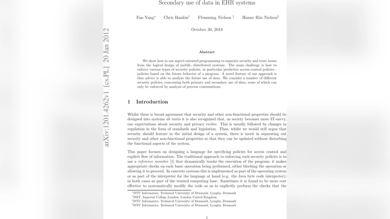 Secondary use of data in EHR systems