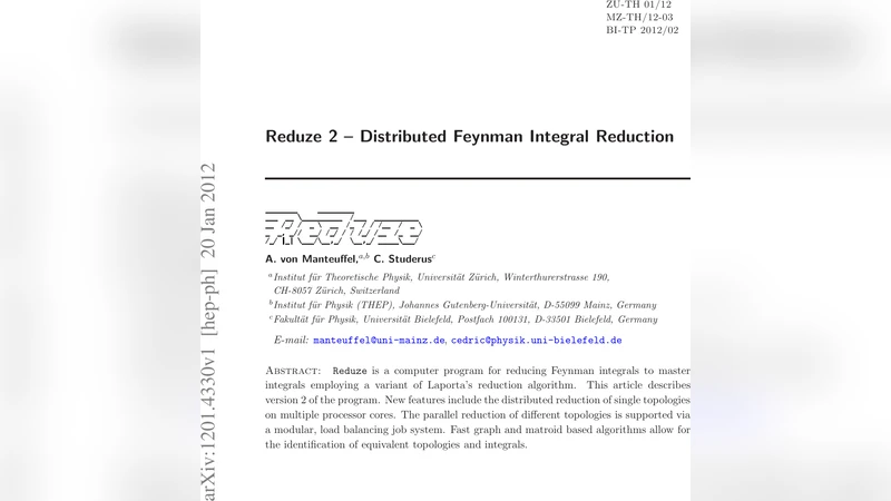 Reduze 2 - Distributed Feynman Integral Reduction