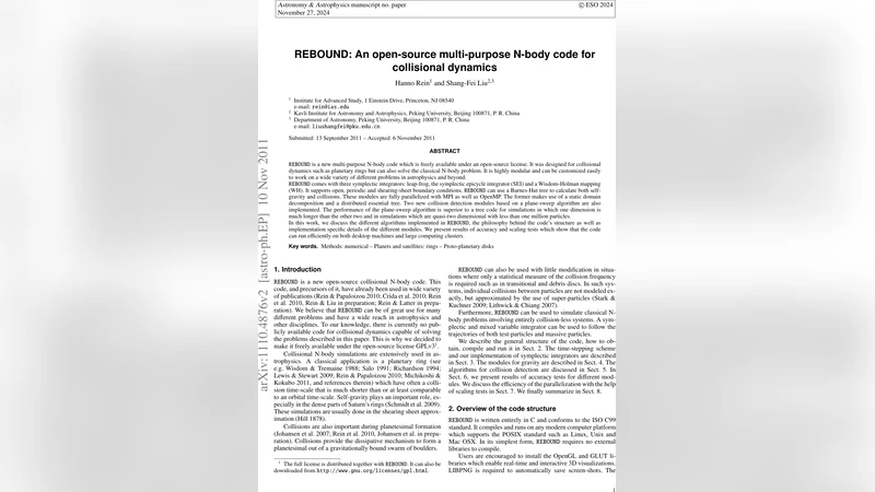 REBOUND: An open-source multi-purpose N-body code for collisional   dynamics