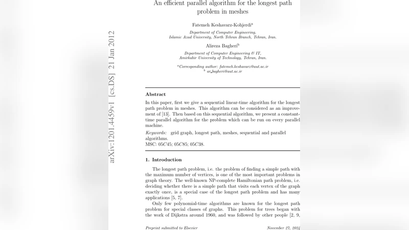 An efficient parallel algorithm for the longest path problem in meshes