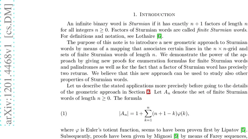 A new geometric approach to Sturmian words