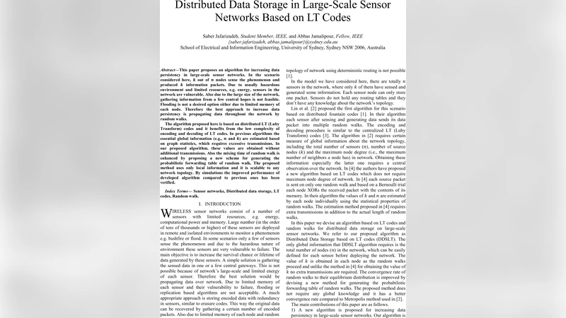 Distributed Data Storage in Large-Scale Sensor Networks Based on LT   Codes