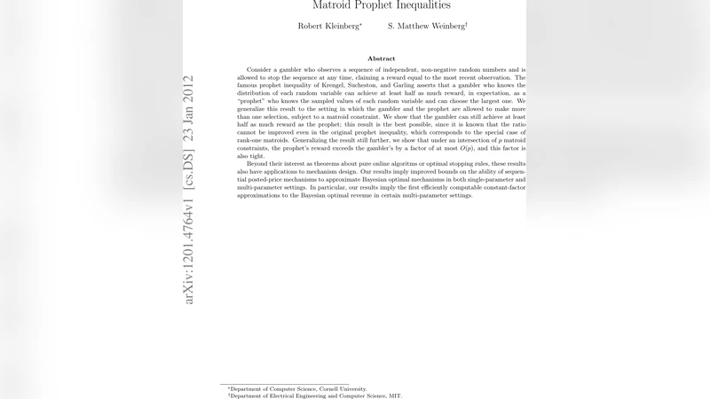 Matroid Prophet Inequalities