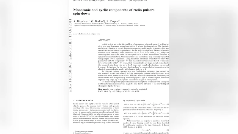 Monotonic and cyclic components of radio pulsars spin-down