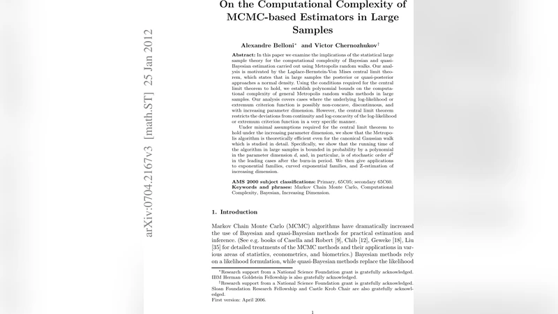 On the Computational Complexity of MCMC-based Estimators in Large   Samples