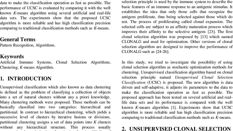 Unsupervised Classification Using Immune Algorithm
