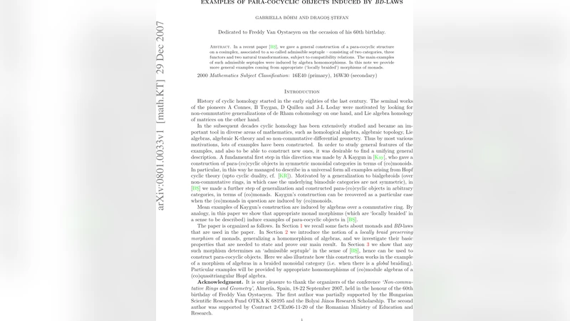 Examples of para-cocyclic objects induced by BD-laws