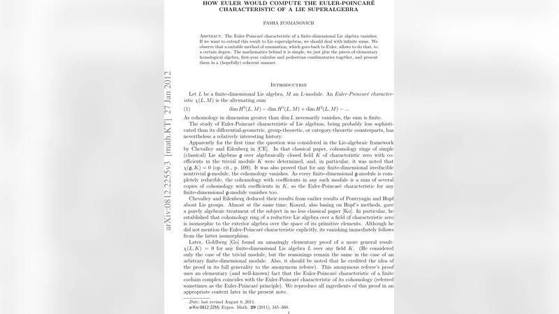 How Euler would compute the Euler-Poincare characteristic of a Lie   superalgebra