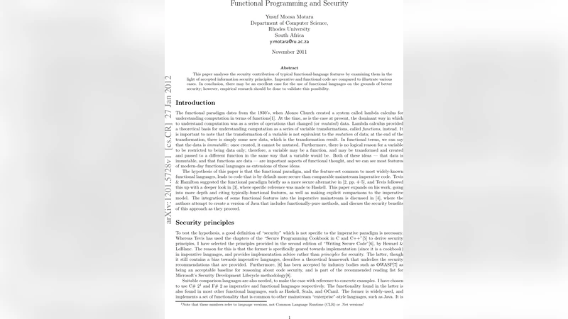 Functional Programming and Security