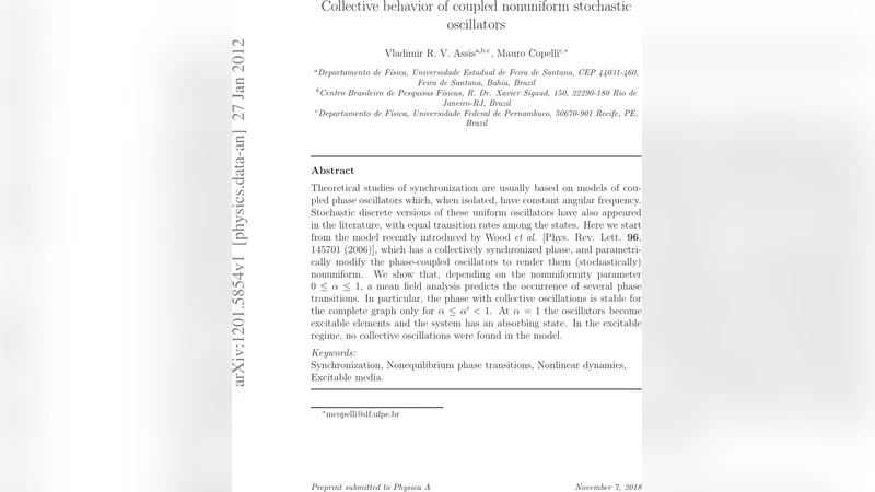 Collective behavior of coupled nonuniform stochastic oscillators