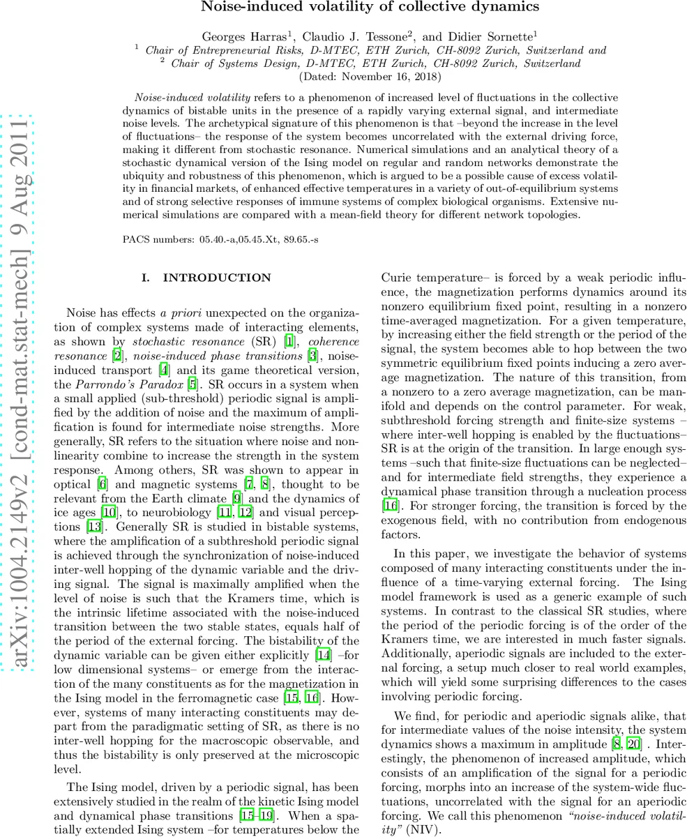 Noise-induced volatility of collective dynamics