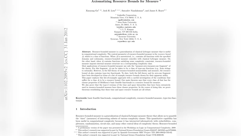 Axiomatizing Resource Bounds for Measure