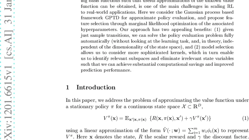 Feature Selection for Value Function Approximation Using Bayesian Model   Selection