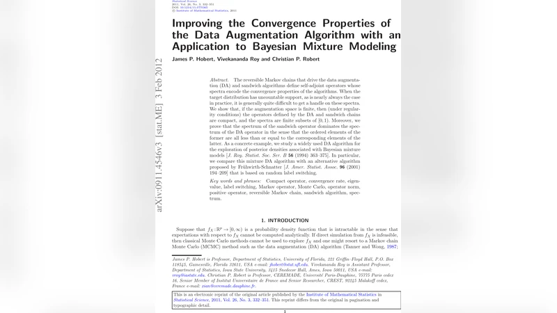 Improving the Convergence Properties of the Data Augmentation Algorithm   with an Application to Bayesian Mixture Modeling