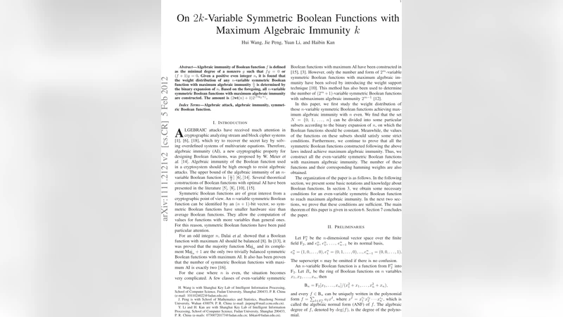 On $2k$-Variable Symmetric Boolean Functions with Maximum Algebraic   Immunity $k$