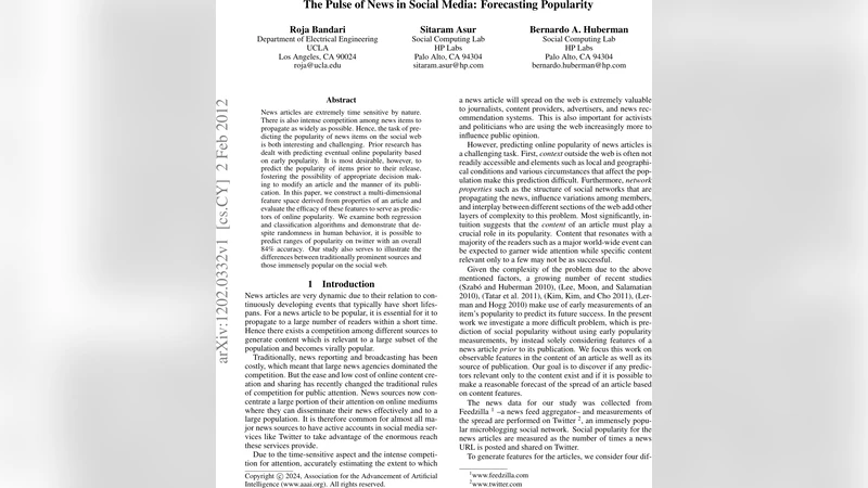 The Pulse of News in Social Media: Forecasting Popularity