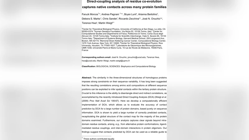Direct-coupling analysis of residue co-evolution captures native   contacts across many protein families