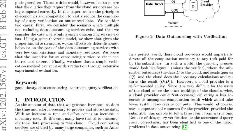 Efficient Query Verification on Outsourced Data: A Game-Theoretic   Approach