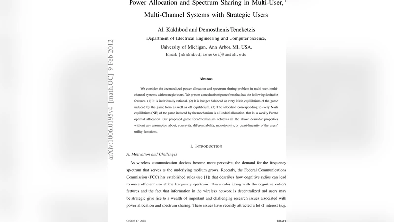 Power Allocation and Spectrum Sharing in Multi-User, Multi-Channel   Systems with Strategic Users