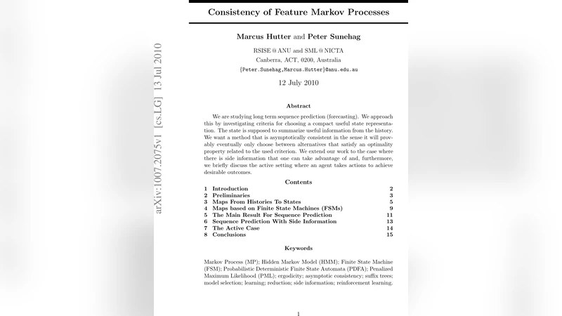Consistency of Feature Markov Processes
