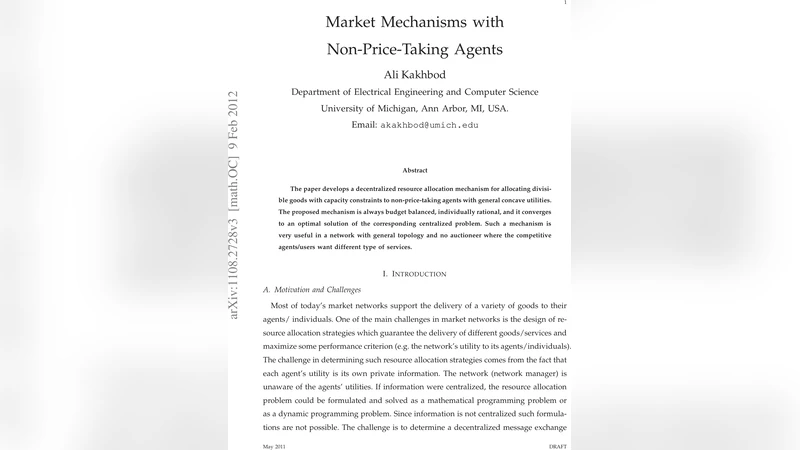 Market Mechanisms with Non-Price-Taking Agents