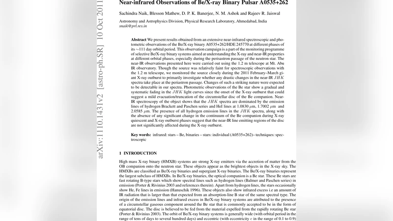 Near-infrared Observations of Be/X-ray Binary Pulsar A0535+262