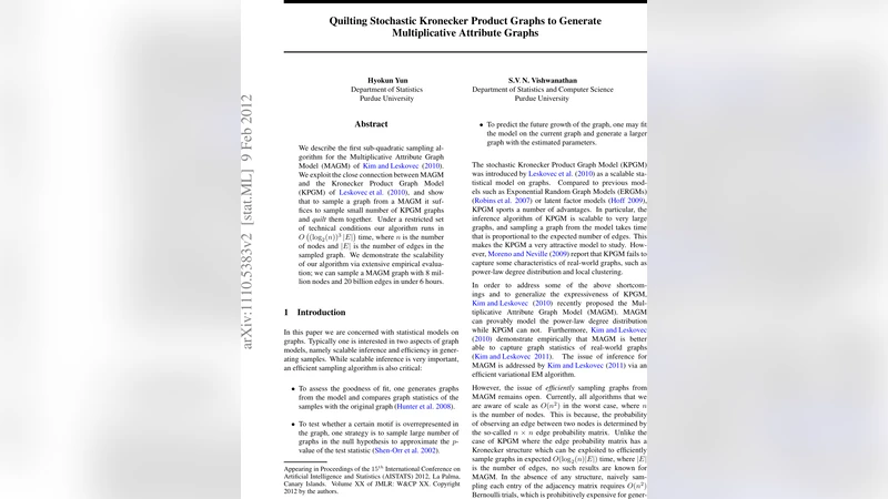 Quilting Stochastic Kronecker Product Graphs to Generate Multiplicative   Attribute Graphs