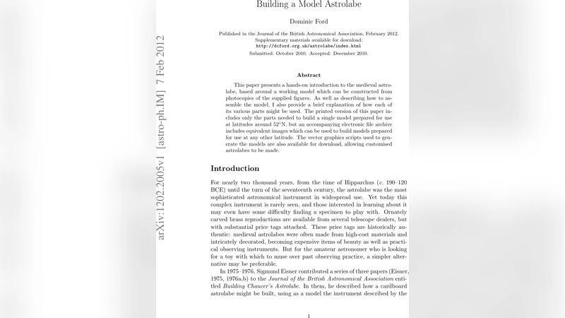 Building a Model Astrolabe