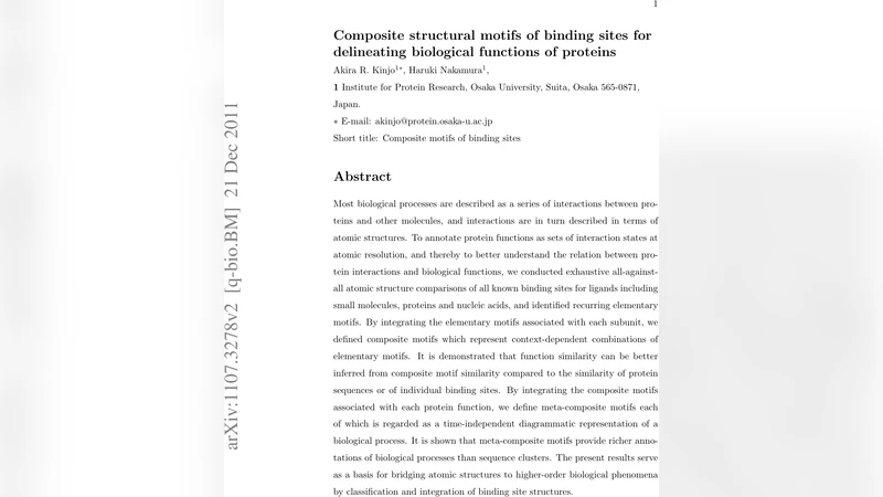 Composite structural motifs of binding sites for delineating biological   functions of proteins